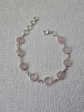 Rose Quartz Sterling Silver Bracelet